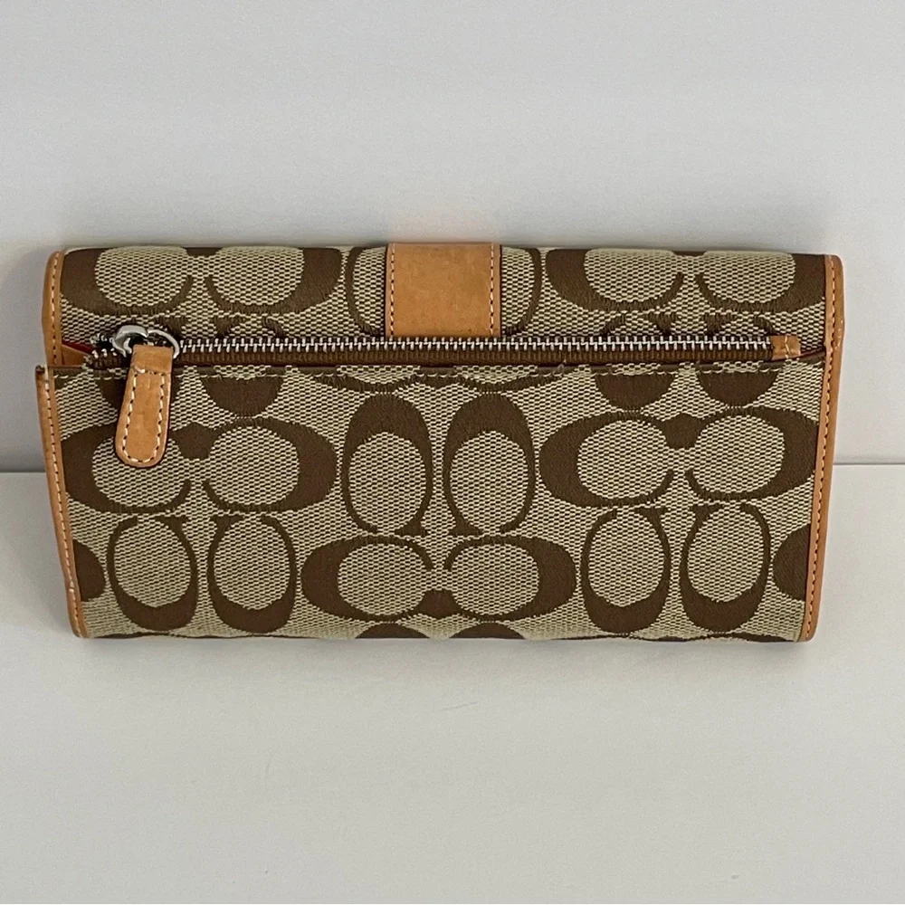 Coach Vintage Hamptons Signature Long Wallet Khaki Tan